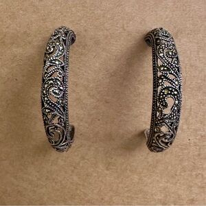 Sterling and Marcasite Hoops